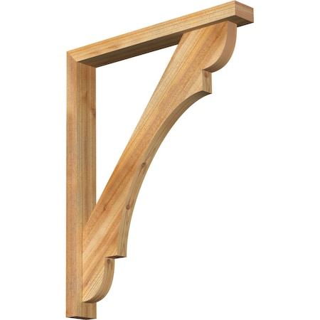 Ekena Millwork Olympic Block Rough Sawn Bracket w/ Offset Brace, Western Red Cedar, 4"W x 30"D x 38"H BKT0402X30X38OLY05RWR